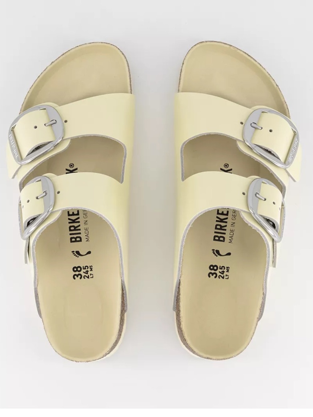 Birkenstock Kids Arizona Sandals in Butter Yellow with Silver Buckles